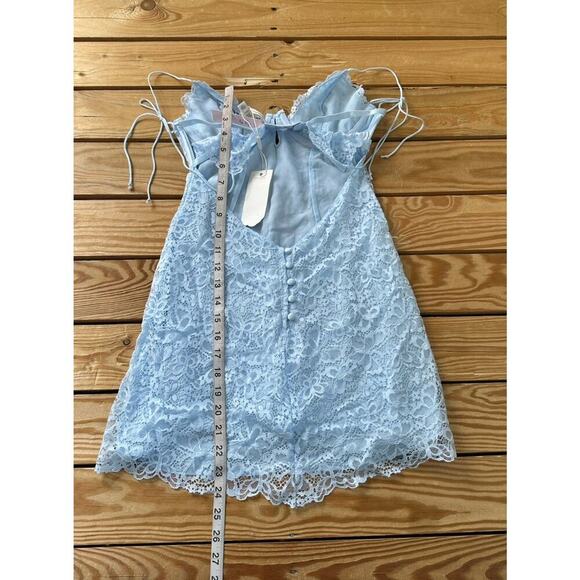 NWT For Love and Lemons Lace Lingerie Dress Size Small Women’s Blue - Picture 7 of 9